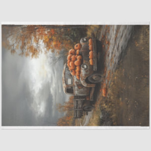 Decoupage Vintage Rusty Truck Pumpkins Fall Season Tissue Paper