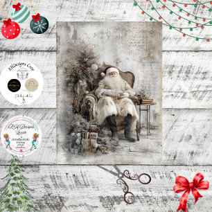 Decoupage Vintage Santa Chair & Tree  Tissue Paper