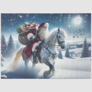 Decoupage Vintage Santa Horseback Christmas EVe Tissue Paper