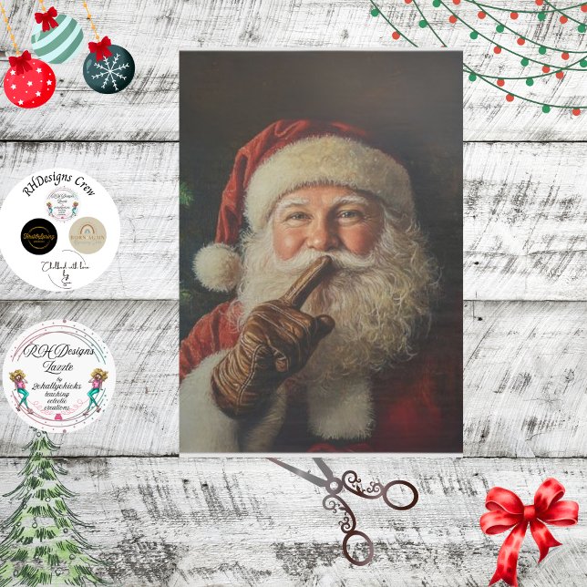 Decoupage Vintage Santa Shushing  Tissue Paper (Creator Uploaded)