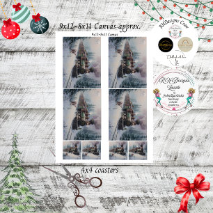 Decoupage Vintage Steam Engine Country Christmas Tissue Paper