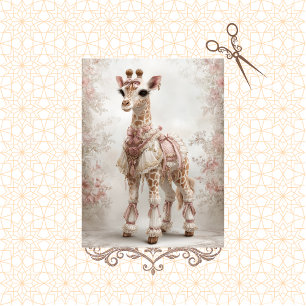 Decoupage Vintage Victorian Pink Giraffe  Tissue Paper