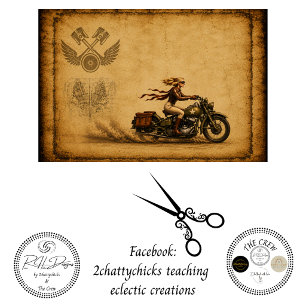 Decoupage Vintage Woman Motorcycle Ride Sturgis Tissue Paper