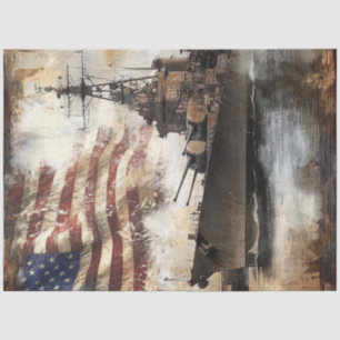 Decoupage Warship USA Military Patriotism  Tissue Paper