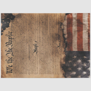 Decoupage We The People Constitution Flag  Tissue Paper