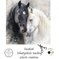 Decoupage Whimsical Abstract Black White Horse 