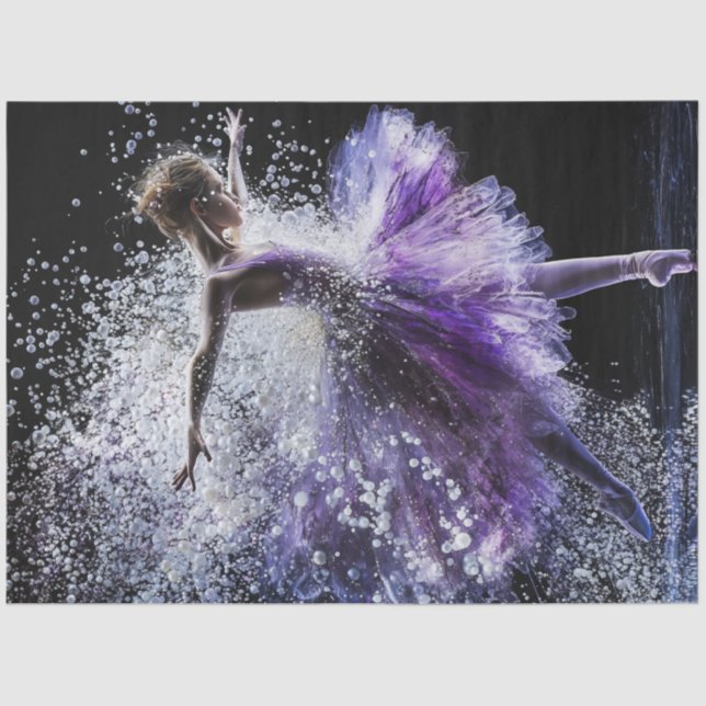 Decoupage Whimsical Ballet Dancer in Purple Tissue Paper (Front)