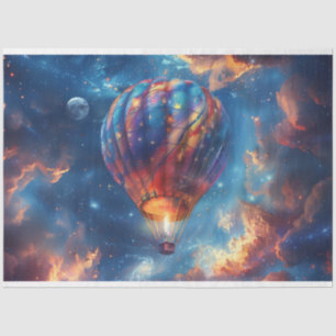 Decoupage Whimsical Blue Hot Air Balloon Ride Tissue Paper