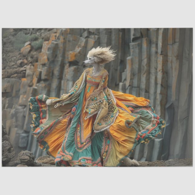 Decoupage Whimsical Boho Standard Poodle Dress  Tissue Paper (Front)