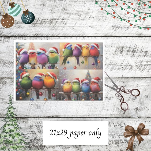 Decoupage Whimsical Christmas Birds Scrapbooking Tissue Paper (Creator Uploaded)