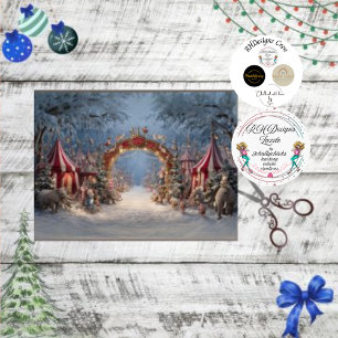 Decoupage Whimsical Christmas Circus  Tissue Paper