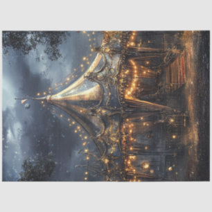 Decoupage Whimsical Circus Carousel Tent Scene Tissue Paper