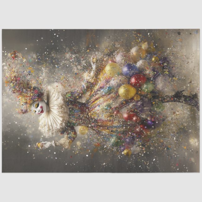 Decoupage Whimsical Circus Clown Colourful Costume Tissue Paper (Front)