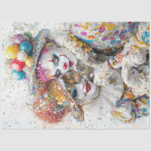 Decoupage Whimsical Clown Couple Circus  Tissue Paper