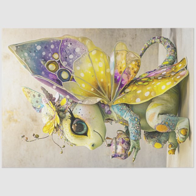 Decoupage Whimsical Coloured Fairy Butterfly Wings Tissue Paper (Front)