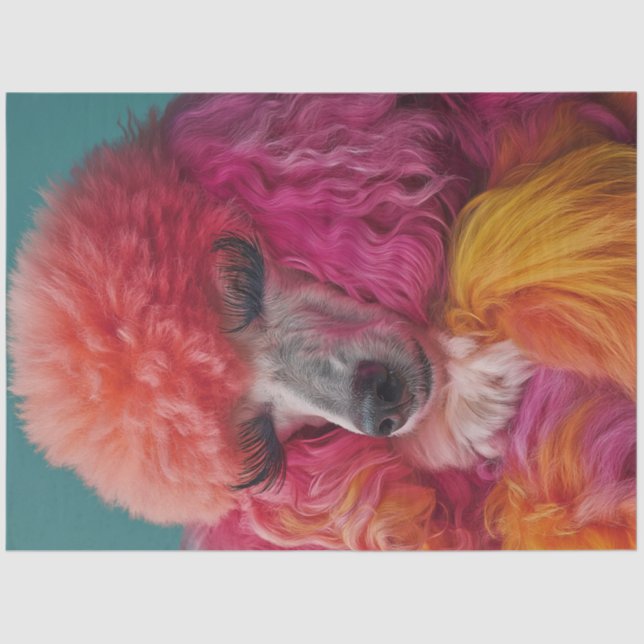 Decoupage Whimsical Colourful Standard Poodle  Tissue Paper (Front)