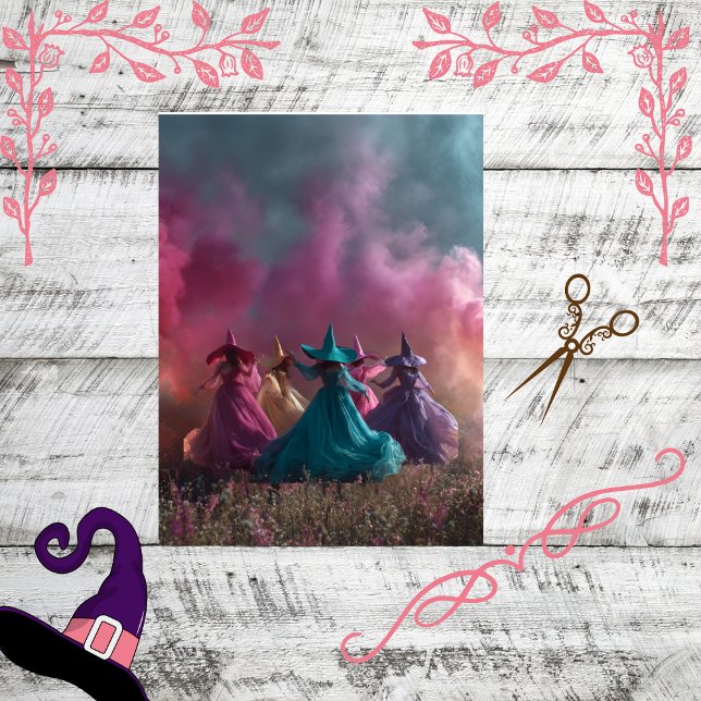 Decoupage Whimsical Colourful Witches Sisterhood Tissue Paper (Creator Uploaded)
