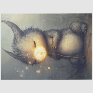 Decoupage Whimsical Creature Dragon Dandelion  Tissue Paper