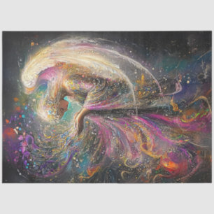 Decoupage Whimsical Easter Angel Swirling Colours  Tissue Paper