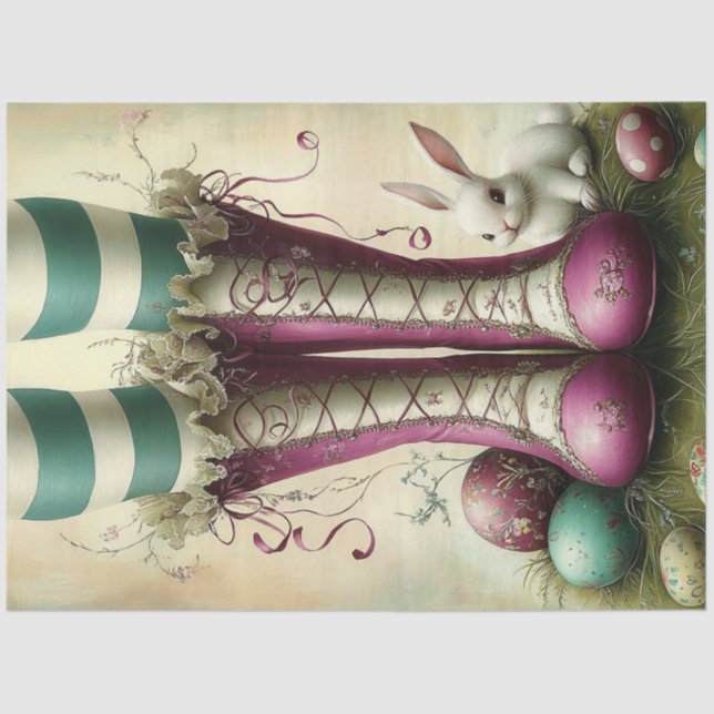 Decoupage Whimsical Easter Magic Boots Eggs Tissue Paper (Front)