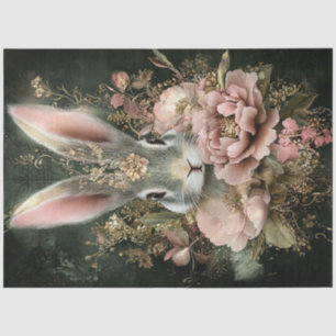 Decoupage Whimsical Easter Rabbit Intricate Flower Tissue Paper