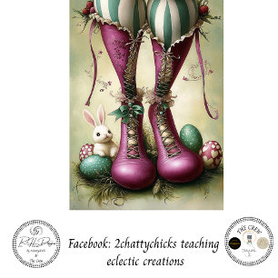 Decoupage Whimsical Easter Striped Bunny Boots Tissue Paper