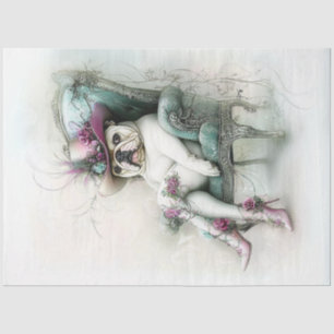 Decoupage Whimsical English Bulldog Cowboy Hat Tissue Paper