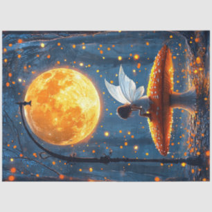 Decoupage Whimsical Fairy Glowing Mushroom  Tissue Paper