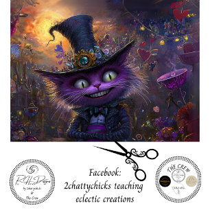 Decoupage Whimsical Fantasy Purple Cat with Hat Tissue Paper
