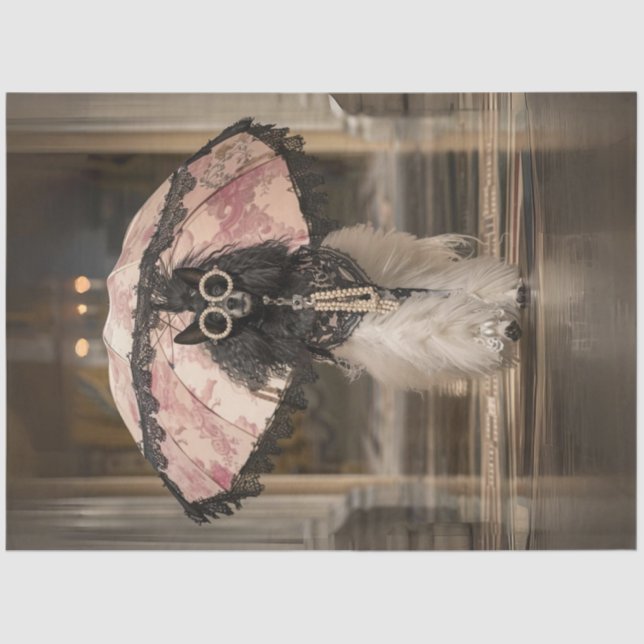 Decoupage Whimsical Fashion Show Standard Poodle Tissue Paper (Front)