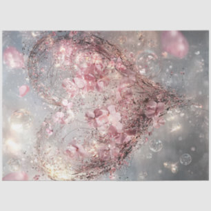 Decoupage Whimsical Floating Valentine Heart  Tissue Paper