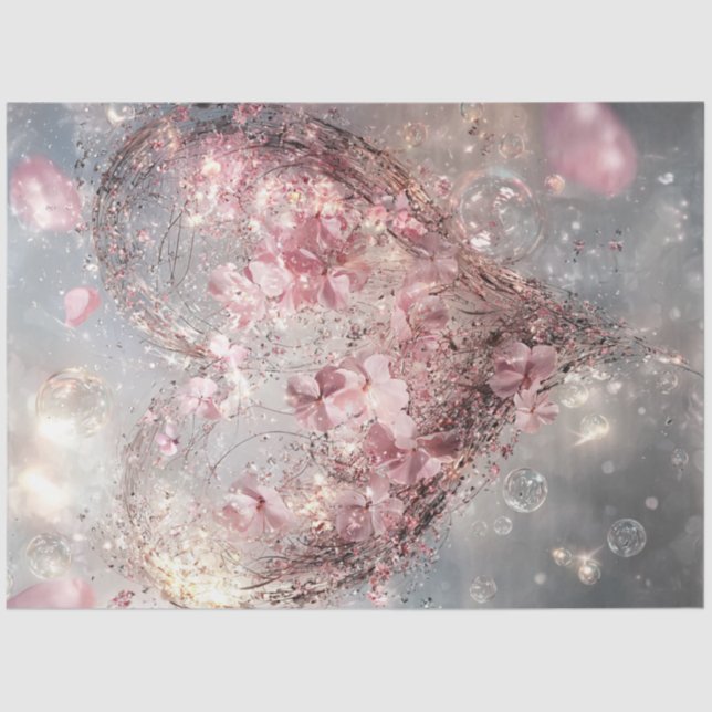 Decoupage Whimsical Floating Valentine Heart  Tissue Paper (Front)