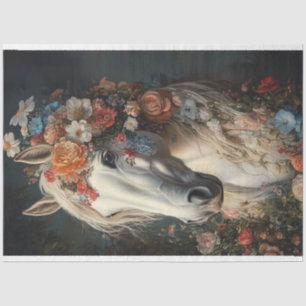 Decoupage Whimsical Flower Adorned Winning Horse  Tissue Paper