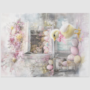 Decoupage Whimsical Fluffy Yellow Chick Easter Tissue Paper