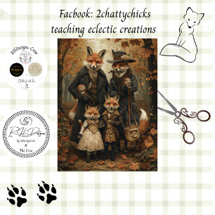 Decoupage Whimsical Fox Family Fall Scenery  Tissue Paper