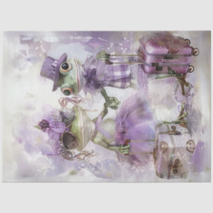Decoupage Whimsical Frog Couple Travelling Tissue Paper