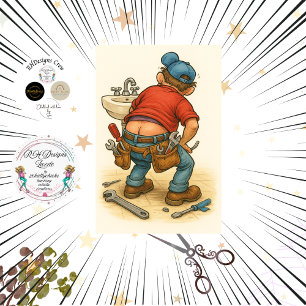 Decoupage Whimsical Funny Plumber Artwork  Tissue Paper