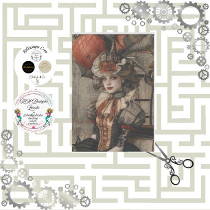 Decoupage Whimsical Gadget Galore Steampunk Girl Tissue Paper