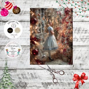 Decoupage Whimsical Girl in Christmas Wonderland  Tissue Paper