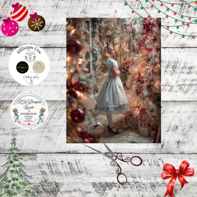 Decoupage Whimsical Girl in Christmas Wonderland  Tissue Paper (Creator Uploaded)