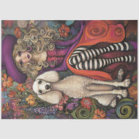 Decoupage Whimsical Girl Violet & Poodle Snowball