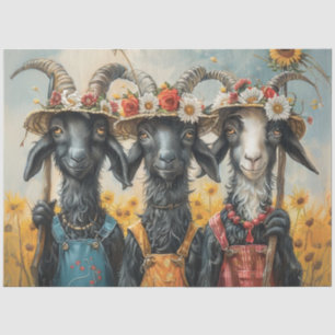 Decoupage Whimsical Goat Farming Sisters Tissue Paper