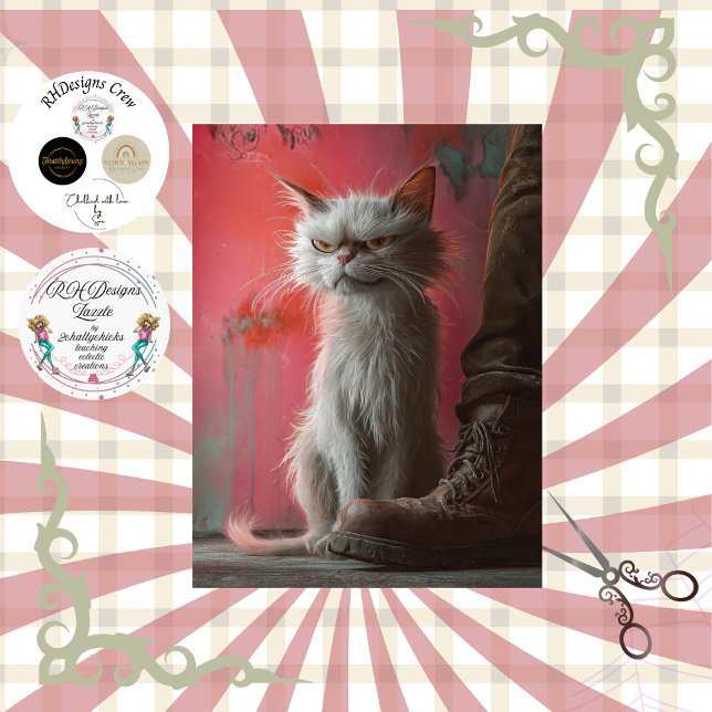 Decoupage Whimsical Grumpy Cat Personalised  Tissue Paper (Creator Uploaded)