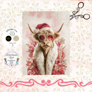Decoupage Whimsical High Fashion Highland Cow  Tissue Paper