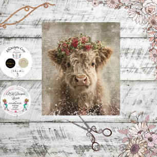 Decoupage Whimsical Highland Calf Floral Crown Tissue Paper