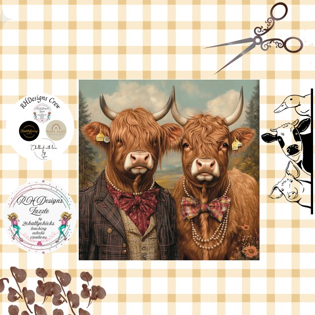 Decoupage Whimsical Highland Cow Couple  Tissue Paper (Creator Uploaded)