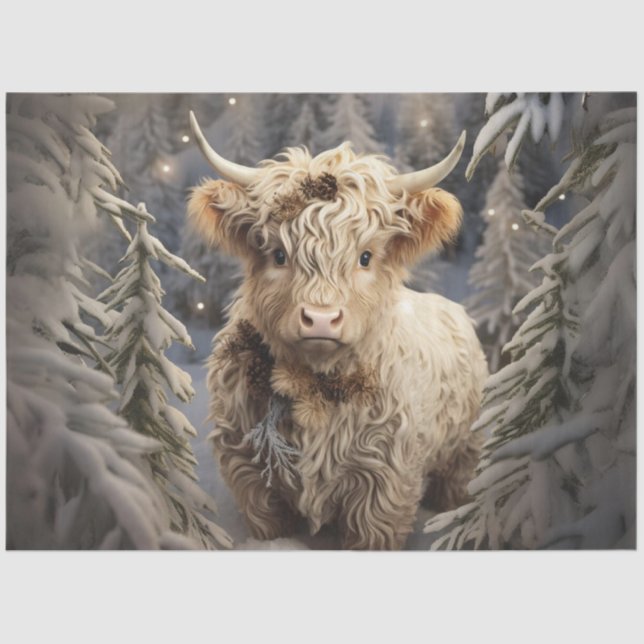 Decoupage Whimsical Highland Winter Wonderland Tissue Paper (Front)