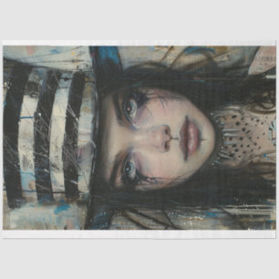 Decoupage Whimsical Jester Girl Harlequin Star Tissue Paper