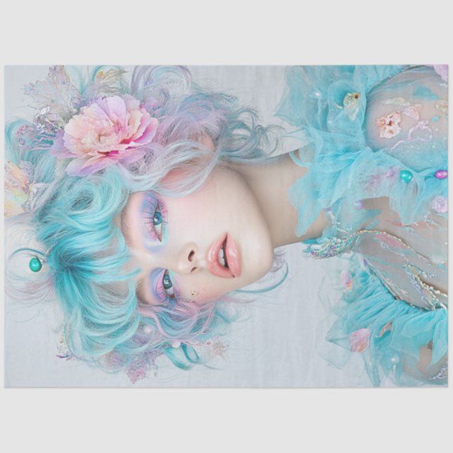 Decoupage Whimsical Lady Sunkissed Style  Tissue Paper (Front)