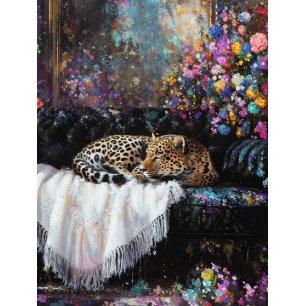 Decoupage Whimsical Leopard Lounging in Luxury  Tissue Paper